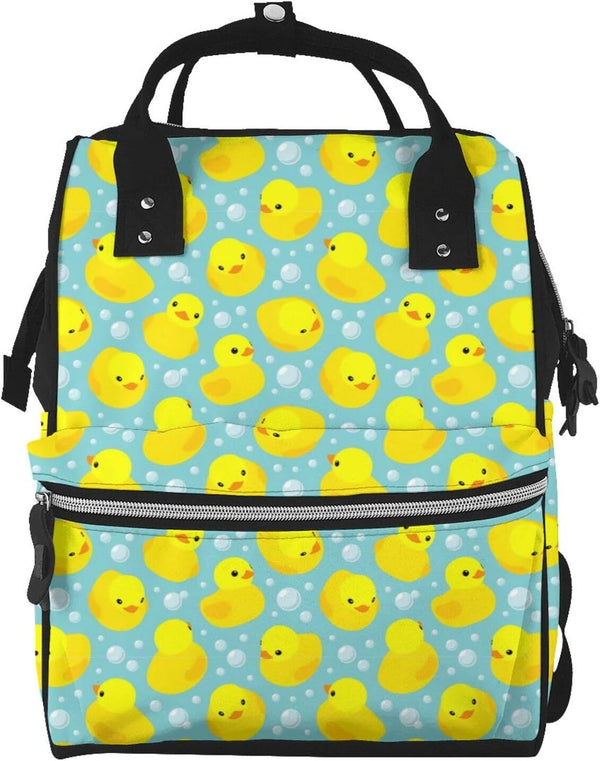 LYPZMET Yellow Rubber Ducks Diaper Bag Backpack For Baby Girls, Mom Waterproof Large
