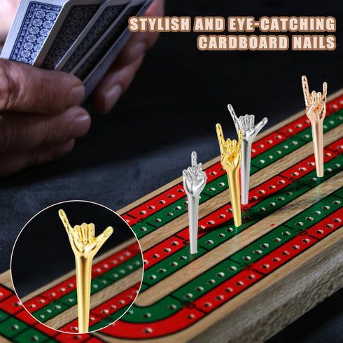 9pcs Cribbage Board Pegs, Metal Funny Finger Pegs for Cribbage Board Game Accessories in 3 Colors