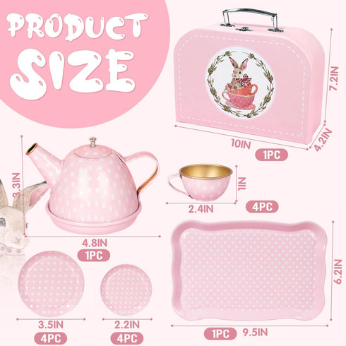 Tea Party Set for Little Girls, Princess Tea Time Toys Including Tea Set Dessert Carrying Case, Kids Kitchen Pretend Playset (Bunny Tea Set??)