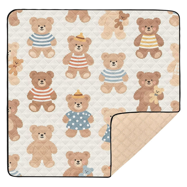 GOODOLD Cartoon Teddy Bears Baby Play Mat 50x50 Inch One-Piece Soft Crawling Mat