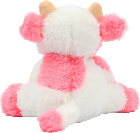 Hopearl Plush Cow Toy - 9 Inch Strawberry Pink Floppy Dairy Cattle - Cute Birthday Gift for Kids