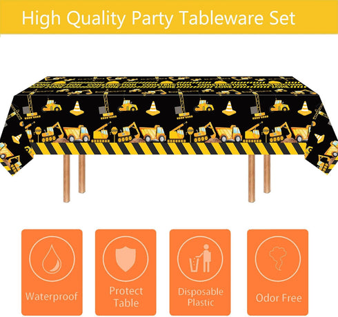 LetDec 132 3rd Pcs Construction Birthday Party Supplies Dump Truck Theme Three Tableware Includes Hanging Swirl