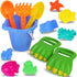Liberty Imports 13 PCS Beach Sand Toys, Dinosaur Claw Hand Scoop Play Set with Bucket and Molds for Kids