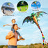 eyijklzo Green Dragon Kite, Beautiful Easy Flyer for Children and Adults with Long Colorful Tail for Outdoor Activities