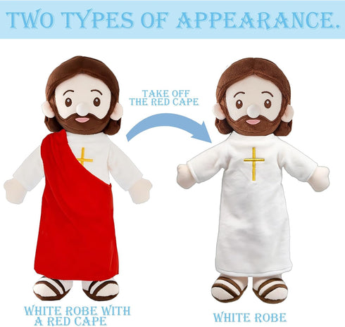 14.2" Jesus Plush Doll Jesus Plushie Stuffed Toy Christian Stuff Religious for Kids Christening Easter (Red)