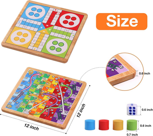 12 Inches 2 1, 1 2 16 Crobyi Ludo Board Game + Snakes&Ladders, in Classic Board Game for Adults and Kids, Including