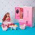 Doll Closet Furniture Wardrobe, Open Dollhouse Closet with 20 Pieces Doll Hangers, 2 Style Pink Plastic Hangers
