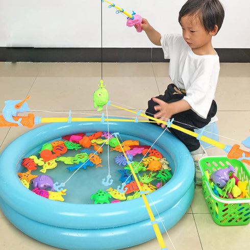 Timisea 3 Pcs Fishing Rod Pole Pool Toy, Magnetic Fishing Game for Toddler Kids, Baby Bath Toy, Educational Learning