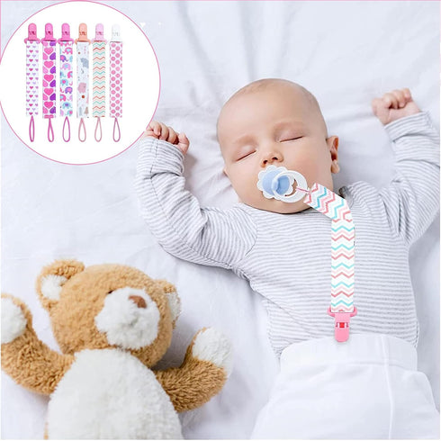6 Pcs Baby Dummy Strap Clip Pacifier Holder Soother Chains Clips Fit All Soothers, Teething Toys for Boys and Girls