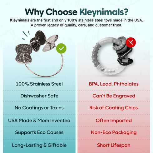 Made in USA Stainless Steel Toy Keys, Baby Rattle, Teether & Fidget Toy Heirloom Quality, Safe, Non-Toxic, BPA-Free