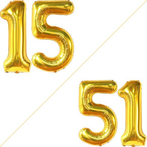 KatchOn Giant Gold Number 15 Balloons - 40 Inch Foil 15 Balloons for Birthday Party & Anniversary Decorations