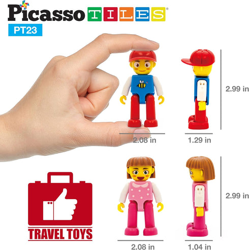 PicassoTiles Magnetic Car Play Set - Action Figures for Kids 3+ - STEM Building Block Vehicle Toy