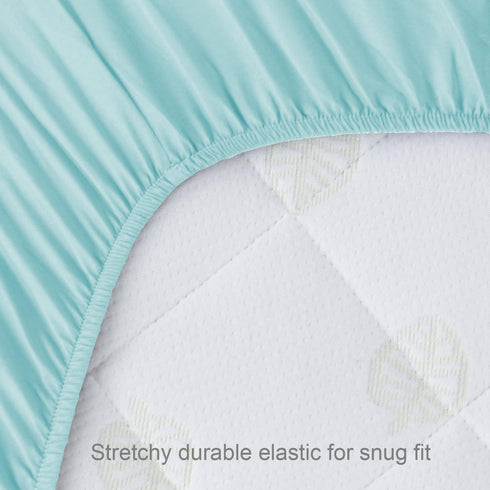 Biloban Crib Sheets Fitted, 2 Pack - Neutral Toddler Bed Sheets for Baby Boys and Girls, Grey & Aqua, 52”X 28”