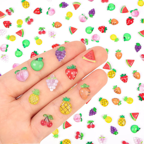 Yonseng 200pcs Mini Fruit Decor Resin Tiny Fruits for Crafts Dollhouse Miniatures Mini