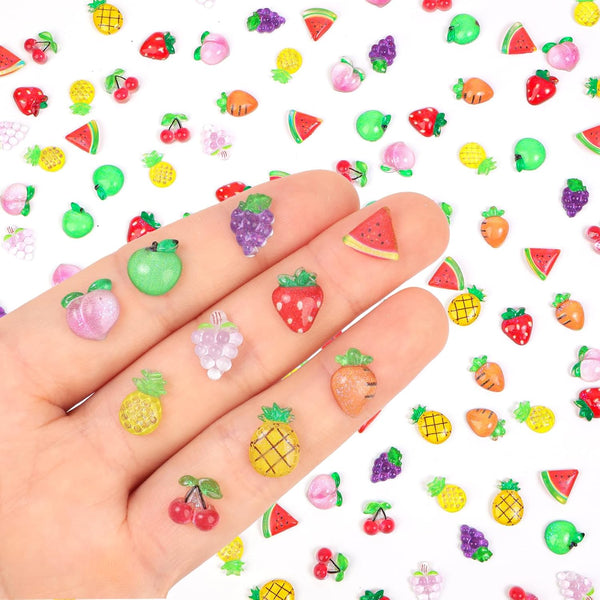 Yonseng 200pcs Mini Fruit Decor Resin Tiny Fruits for Crafts Dollhouse Miniatures Mini