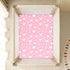 miaozhen 1 Pack 52x28 Cotton Baby Crib Sheets Comfy Breathable Cute Cartoon Cat Floral Peach Muslin Crib Sheets