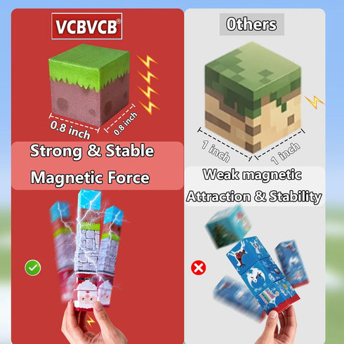 150PCS 31 3-12 Magnetic Building Blocks with Nature Designs - Water, Grass, Lava, Rock, STEM Toy for Kids Ages