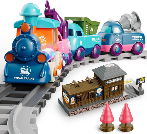 Lipneaed Train Set for Toddlers, Magnetic Train Toys for Toddlers 3+, 4pcs