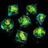 DND Resin Dragon Eye Dice Set, 7pcs Polyhedral Liquid Core Sharp Edged Dice Set with Gift Box for RPG & Role Playing
