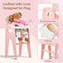 Set, 18 Inch Giant bean Wooden Baby Doll High Chair with Feeding Pretend Play Feeding Seat for Dolls, Includes Bib