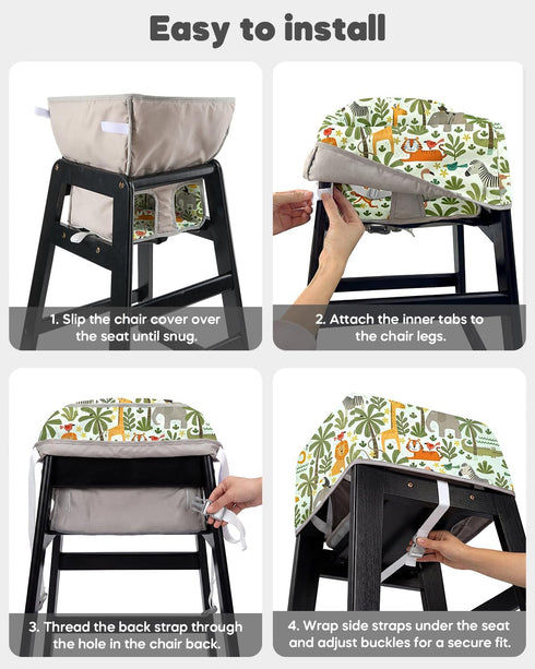 mamatepe 2-Point Baby High Chair Cover Restaurant with Strap Pads & Harness - Machine Washable, Waterproof, Portable