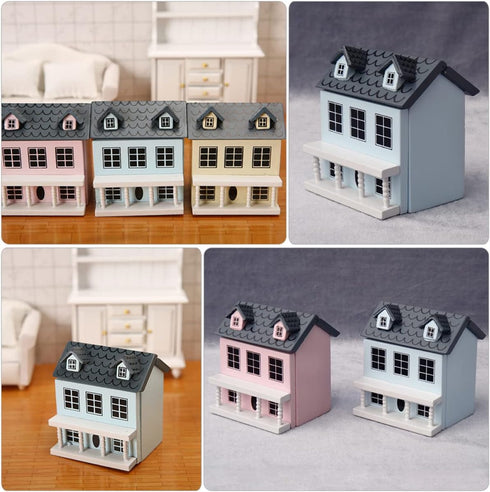 Toyvian Dollhouse Miniature House, Wooden Dollhouse Kit for Christmas Village