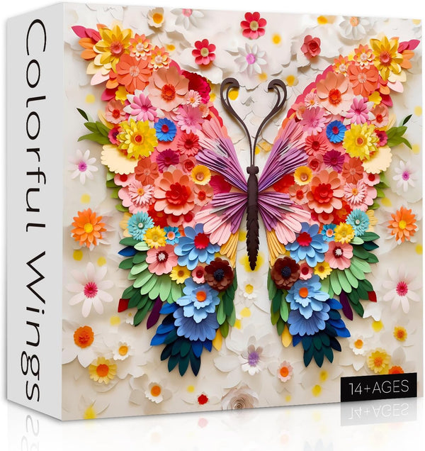 PPuzzling Butterfly Puzzles for Adults 1000 Pieces, Challenging Colorful Flower Butterflies Puzzles with