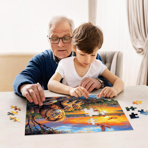 Jeacirio 4-Pack 6-8 8-10 100 4-6, Puzzles for Kids Ages Year Old - Lions Horses Owls Dolphins, Large Piece Puzzles