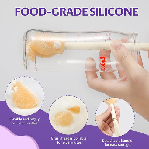 Set VOOWO Travel Baby Bottle Cleaning Kit - Complete Brush with Silicone Nipple & Straw Cleaner
