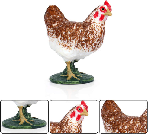 Farm Animals Figurines, 5 Piece Simulated Chicken Toy Statue Set, Realistic Cake Topper Gift