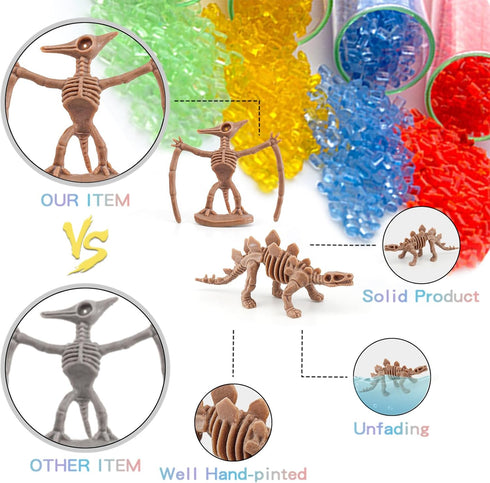 16PCS LC JoyCre Mini Dinosaur Fossil Skeleton - Plastic Dino Figure Bones for Kids Sandbox Toys, Realistic Fake
