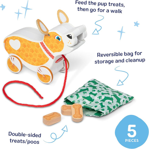 Set 3+ Melissa & Doug Feed, Walk & Poo Pup Wooden Preschool Pull Toy Play Ages - FSC Certified