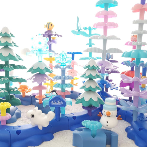 3-5+, 79 Set 10 (ICY-World-L2 ICY World Building Toys for Girls & Boys Age PCs Large Block Arctic Animals with Figures