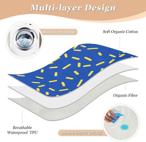 miaozhen 52" 34" Blue Background with Yellow Stripes Changing Pad Covers Water Resistant Potty Training Mats Leakproof