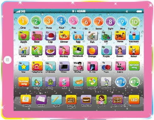 Wenbeier Kids Tablet Learning Pad, Toddler Tablet with ABC Word Song Music for Educational Preschool Boys & Girls