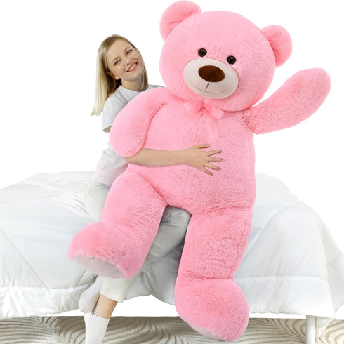 MorisMos 4 Feet Giant Pink Teddy Bear Stuffed Animal, 51.2in Large Plush for Baby Shower, Valentine's Day, Christmas,
