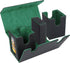 AFIING MTG Commander Card Storage Box - Fits 200 Double Sleeved Cards, Black/Green with 4 Dividers & 2 Toploaders
