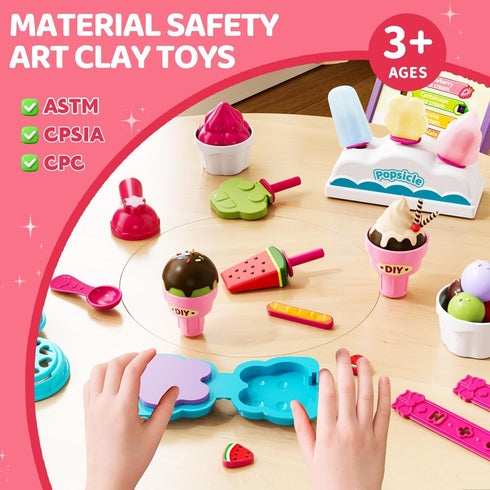 Beby Buty 80 Set 3 4 5 6 3-5 4-8 Ice Cream Toys Air Dry Clay Kit for Kids, PCS Ice Cream Shop Food Toys for Girls Years