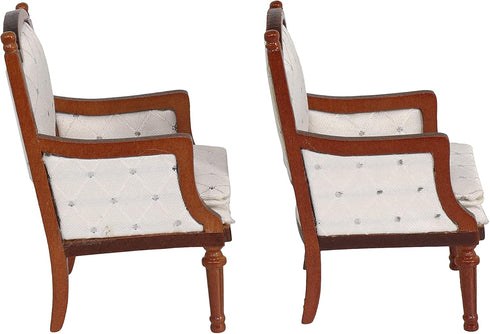 Wooden Dollhouse Armchairs, Set of 2, Dining Lounge Chairs for Miniature Furniture, 3 inch to 6 inch Dolls