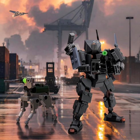 6020 K9 14+ MyBuild Armed Forces Alpha Pathfinder Recon Tactical Mech with Scout Drone & Support Bot | Articulated