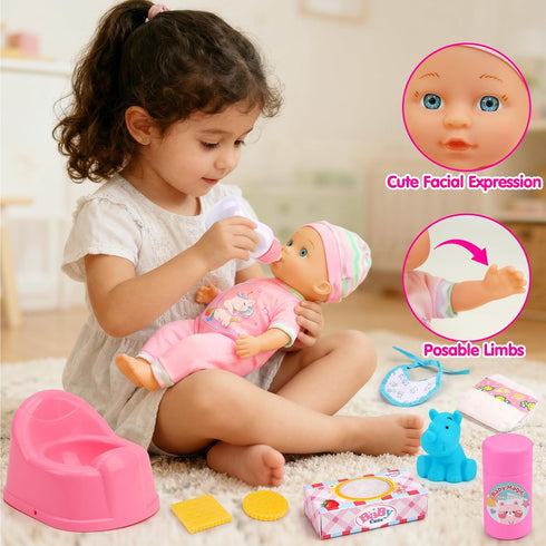 Set 3-5 4-6 5-7, Playset 11" 20PCS 2 3 4 5 Baby Doll Stroller Toys for Girls Toddlers Baby Doll with Doll, Bathtub