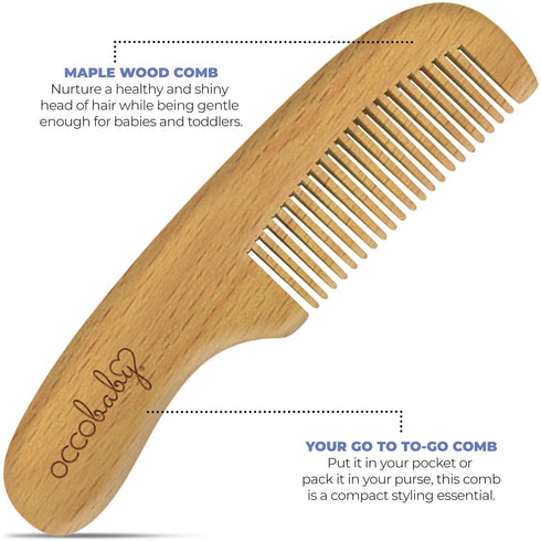 Set OCCObaby Wooden Baby Hair brush for Newborns & Toddlers - Soft Hair Brush for Baby Grooming - Baby Scalp Brush