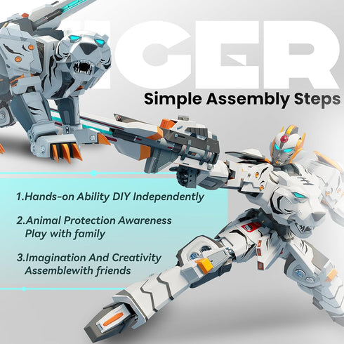CSDCSD 6-12 Animals Transforming Robots Toy for Kids Deformation Tiger Action Figure Deformation Tiger Model, Portable
