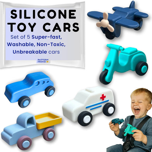 Silicone Toy Cars for Kids Ages 3+ Soft, Safe Non-Toxic Silicone Cars