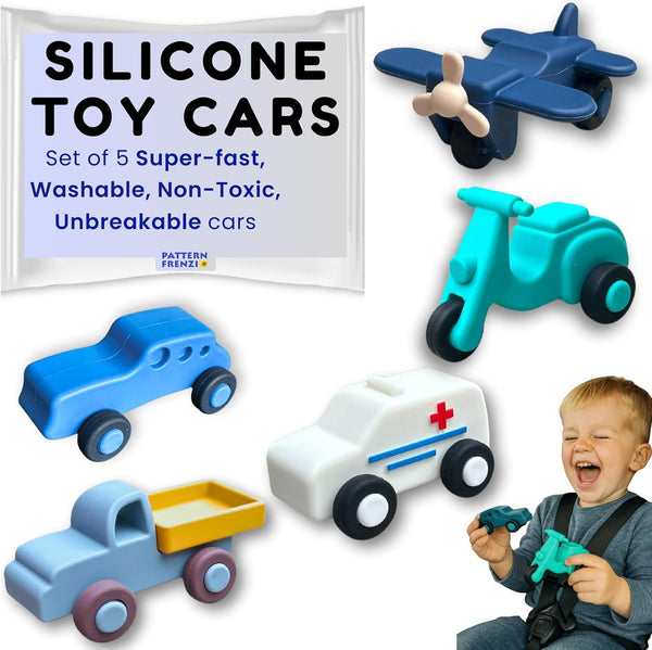 Silicone Toy Cars for Kids Ages 3+ Soft, Safe Non-Toxic Silicone Cars