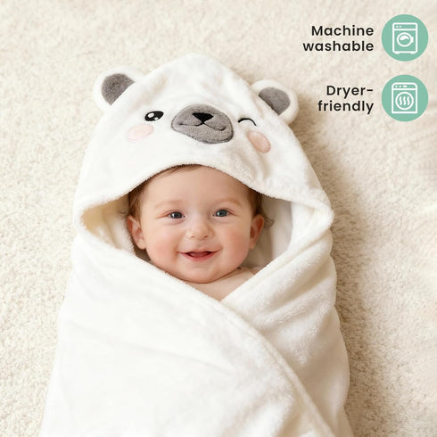 2-Pack 32" 32" Konssy Hooded Baby Towels, Soft & Absorbent Plush Fleece, Cute Animal Hood, Baby Bath Towels