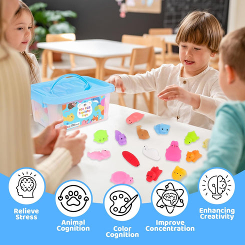 Gluaintdux 100 4-12, Pcs Party Favors & Squishy Toys Bulk for Kids Fidget Toys Sensory Stress Relief Toys for Classroom