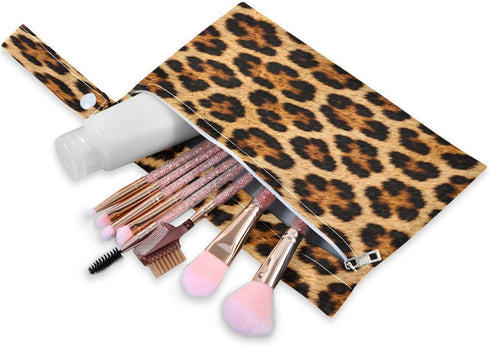 Haskirky 2 Leopard Print Brown Pcs Cloth Diaper Wet Dry Bags,Waterproof and Washable Bag for Travel Reusable Wet Bag