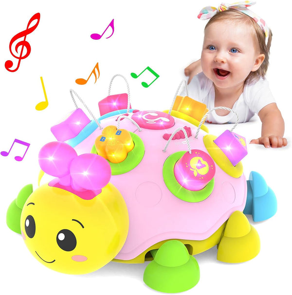 Coqin Baby Crawling Toys 6-12 Months,Musical Ladybug Crawling Toy for Infants 0-3-6 7