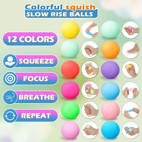 ASPULU 72Pcs Set Pack Stress Balls for Adults and Kids - Squishy Ball Sensory Fidget Toys for Anxiety Relief - Squeeze